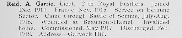 Reid A G Lt 24th Royal Fusiliers