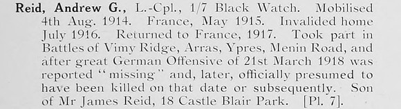 Reid A G LCpl 7th Black Watch Photo Available Plate 7