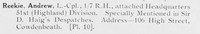 Reekie A LCpl 7th Black Watch Photo Available Plate 10
