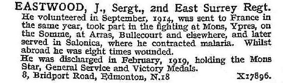 Eastwood J Sergt 2nd East Surrey Regiment