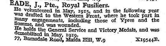 Eade J Pte Royal Fusiliers