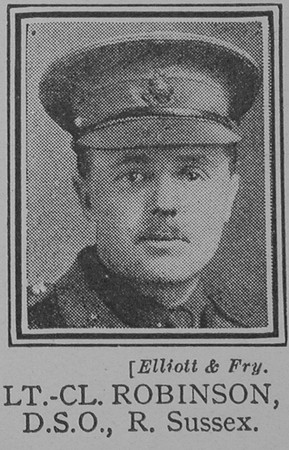 Robinson H T K Lt Col DSO 12th Attd 13th Royal Sussex Regiment