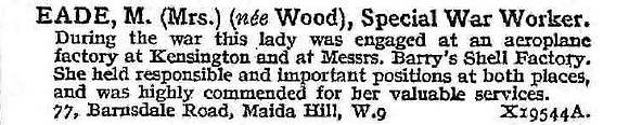 Eade M Mrs Munitions Worker