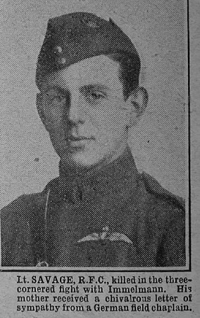 Savage J R B 2nd Lt Royal Flying Corps The War Illustrated 9th September 1916
