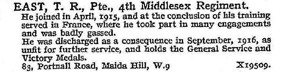 East T R Pte 4th Middlesex Regiment