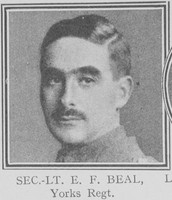 Beal E F 2nd Lt VC 13th Yorkshire Regiment