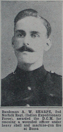 Sharpe A W Bandsman DCM 2nd Norfolk Regt The War Illustrated 17th Apr 1915