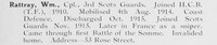 Rattray W Cpl 3rd Scots Guards