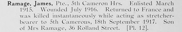 Ramage J Pte 5th Cameron Highlanders Photo Available Plate 12