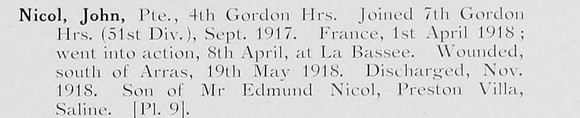 Nicol J Pte 4th Gordon Highlanders Photo Available Plate 9