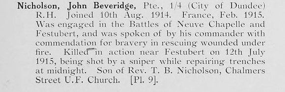 Nicholson J B Pte 4th Black Watch Photo Available Plate 9