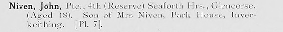 Niven J Pte 4th Seaforth Highlanders Photo Available Plate 7