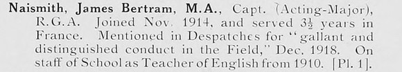 Naismith J B Captain Royal Garrison Artillery Photo Available Plate 1