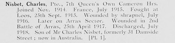 Nisbet C Pte 7th Cameron Highlanders Photo Available Plate 1