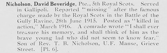 Nicholson D B Pte 5th Royal Scots Photo Available Plate 6