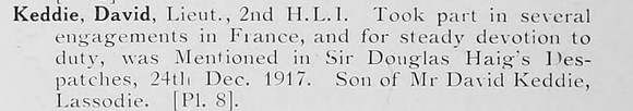 Keddie D Lt 2nd Highland Light Infantry Photo Available Plate 8