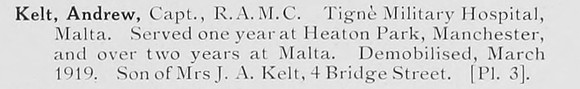 Kelt A Captain Royal Army Medical Corps Photo Available Plate 3