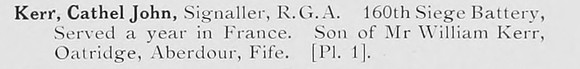 Kerr C J Sig Royal Garrison Artillery Photo Available Plate 1