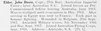 Elder J D Captain 27th Australian Imperial Force Photo Available Plate 1