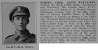 Street C A R Bomber 2842 20th London Regiment Obit De Ruvignys Roll Of Honour Vol 2