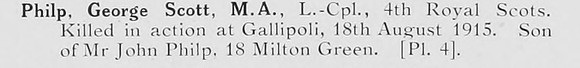 Philp G S LCpl 4th Royal Scots Photo Available Plate 4