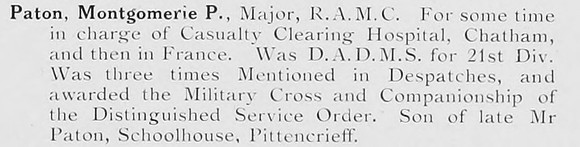 Paton M  P Major DSO MC Royal Army Medical Corps