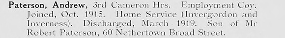 Paterson A 3rd Cameron Highlanders