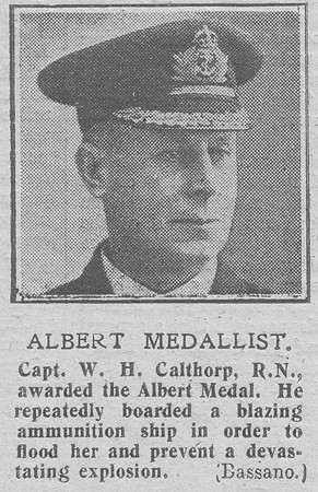 Calthorp W H Captain Albert Medal Royal Navy The Graphic 5th Nov 1918