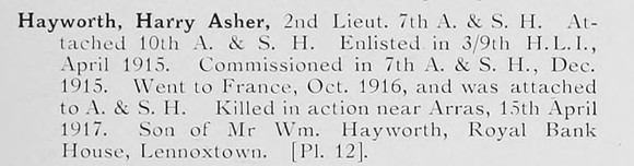 Hayworth H A 2nd Lt 7th Argyll And Sutherland Highlanders Photo Available Plate 12