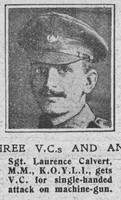 Calvert L Sergt VC MM 5th Kings Own Yorkshire Light Infantry The Graphic 18th Nov 1918