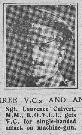Calvert L Sergt VC MM 5th Kings Own Yorkshire Light Infantry The Graphic 18th Nov 1918