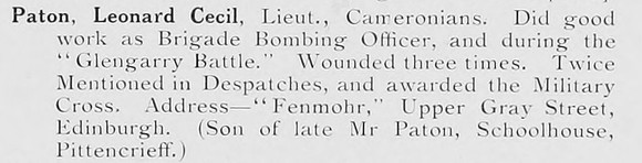 Paton L C Lt MC Cameronians