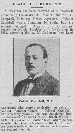 Campbell D F Col Black Watch Comm 7th West Riding Regiment The Graphic 5th Sep 1916
