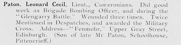 Paton L C Lt MC Cameronians