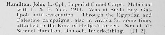 Hamilton J LCpl Imperial Camel Corps Photo Available Plate 3