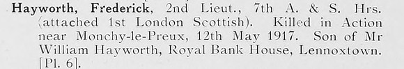 Hayworth F 2nd Lt 7th Argyll And Sutherland Highlanders Photo Available Plate 6