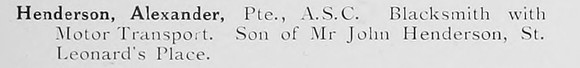 Henderson A Pte Army Service Corps