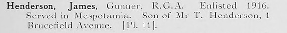 Henderson J Gnr Royal Garrison Artillery Photo Available Plate 11