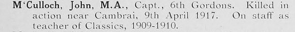 McCulloch J Captain 6th Gordon Highlanders