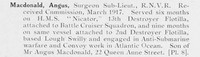 MacDonald A Surg Sub Lt HMS Nicator Royal Naval Volunteer Reserve Photo Available Plate 8