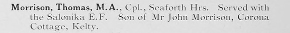 Morrison T Cpl Seaforth Highlanders