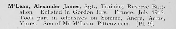 McLean A J Sergt Gordon Highlanders Photo Available Plate 9