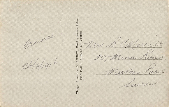 Romantic French Postcard Back