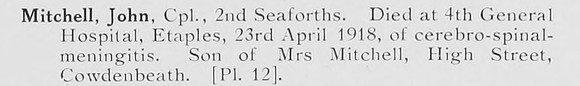 Mitchell J Cpl 2nd Seaforth Highlanders Photo Available Plate 12