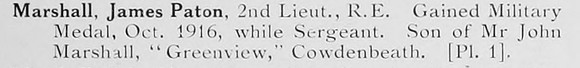 Marshall J P 2nd Lt Royal Engineers MM Photo Available Plate 1