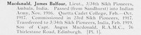 MacDonalds J B Lt Indian Army Photo Available Plate 1