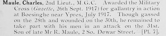 Maule C 2nd Lt MC Machine Gun Corps Photo Available Plate 7