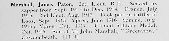 Marshall J P 2nd Lt Royal Engineers Photo Available Plate 1