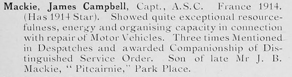 Mackie J C Captain Army Service Corps
