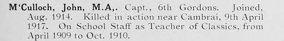 McCulloch J Captain 6th Gordon Highlanders